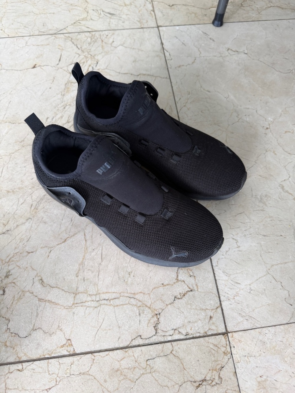 Puma Black Low-Top Slip-On Mesh Sneakers